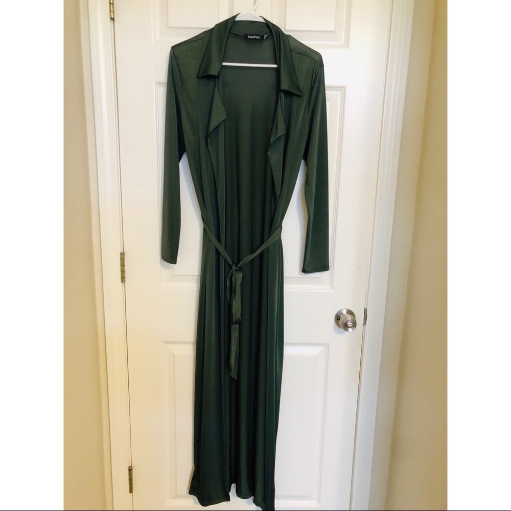 Boohoo long cardigan with tie